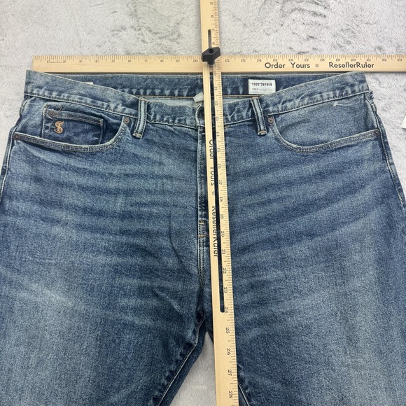 Todd Snyder Jeans Mens 40 x 32 Blue Slim Straight Stretch 5 Pocket Denim Pants - Picture 10 of 14